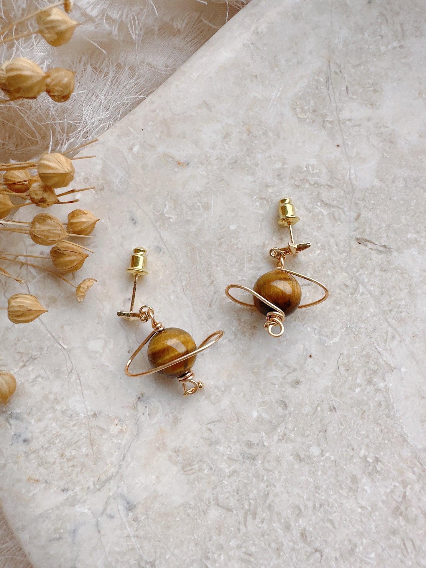 Soul Mate Saturne & 925 silver post earrings