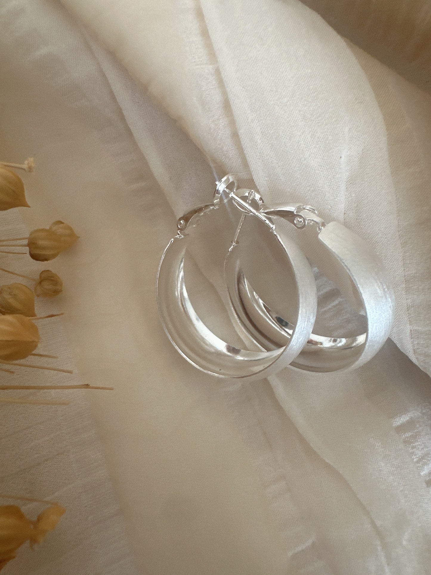 3 cm 925 silver posts classic hoop earrings