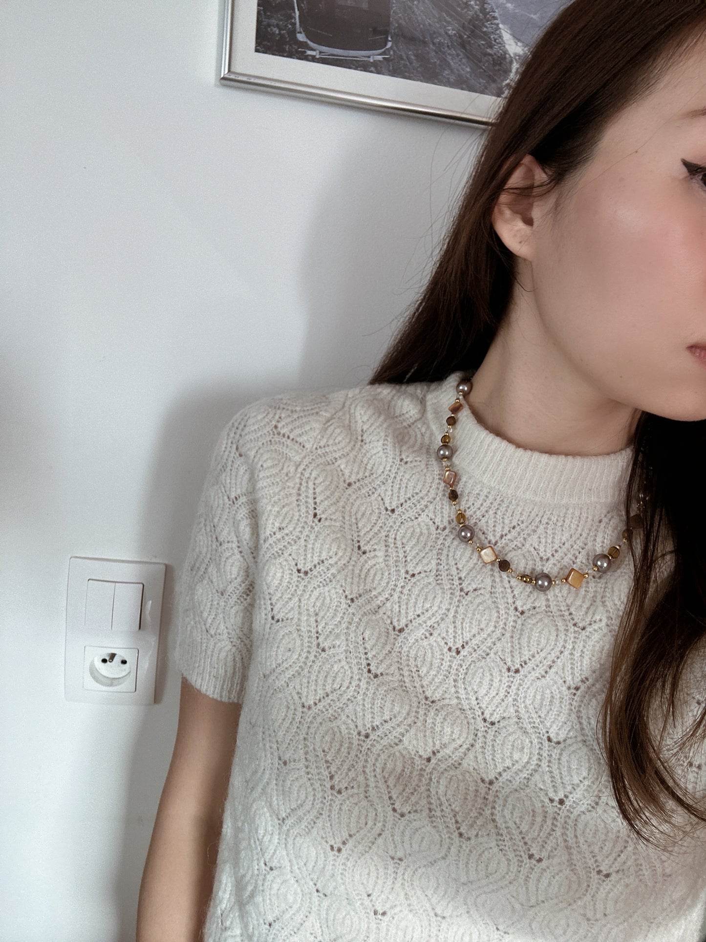 Mixed pearl and stone necklace