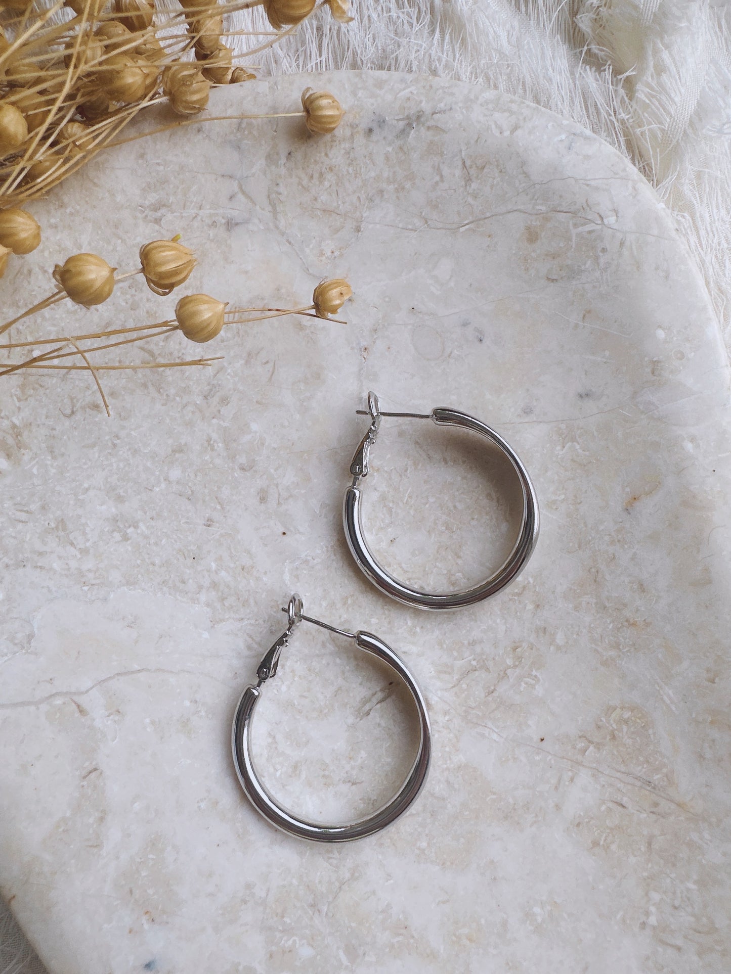 30mm 925 Silver post hoop earrings