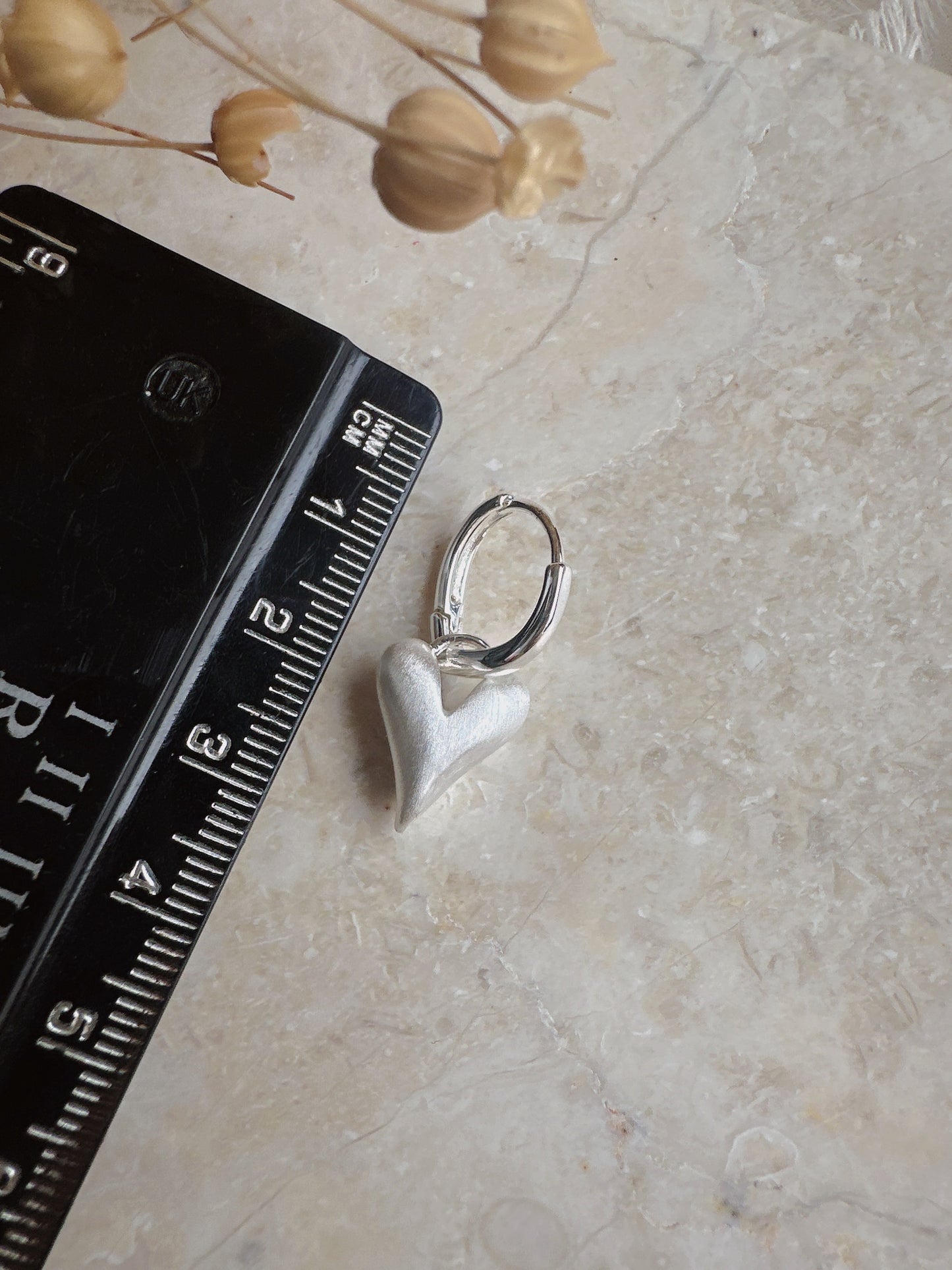 925 silver post heart drop earrings