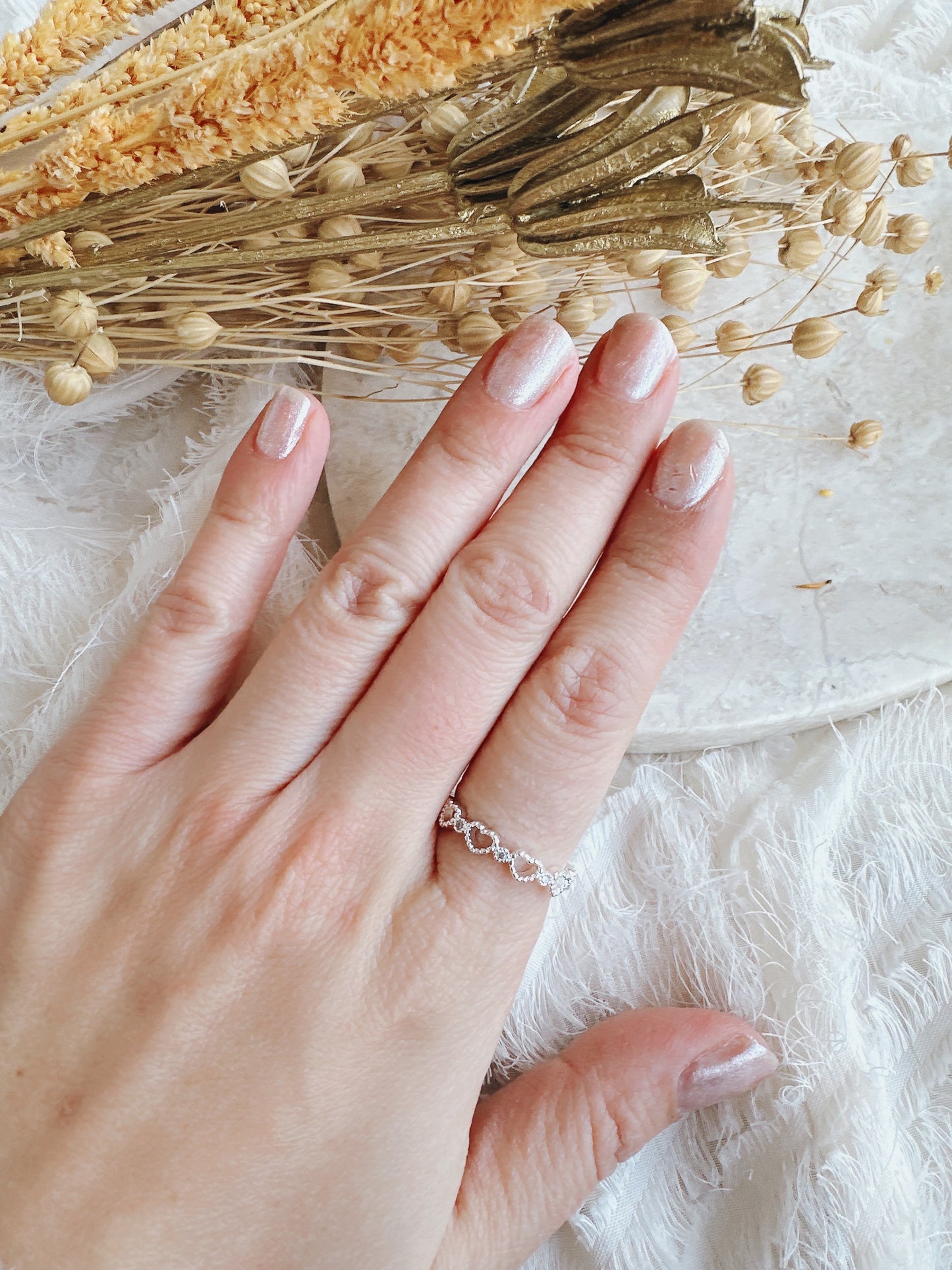 Soul Mate & Heart Lace 925 Sterling Silver Minimal Adjustable Ring