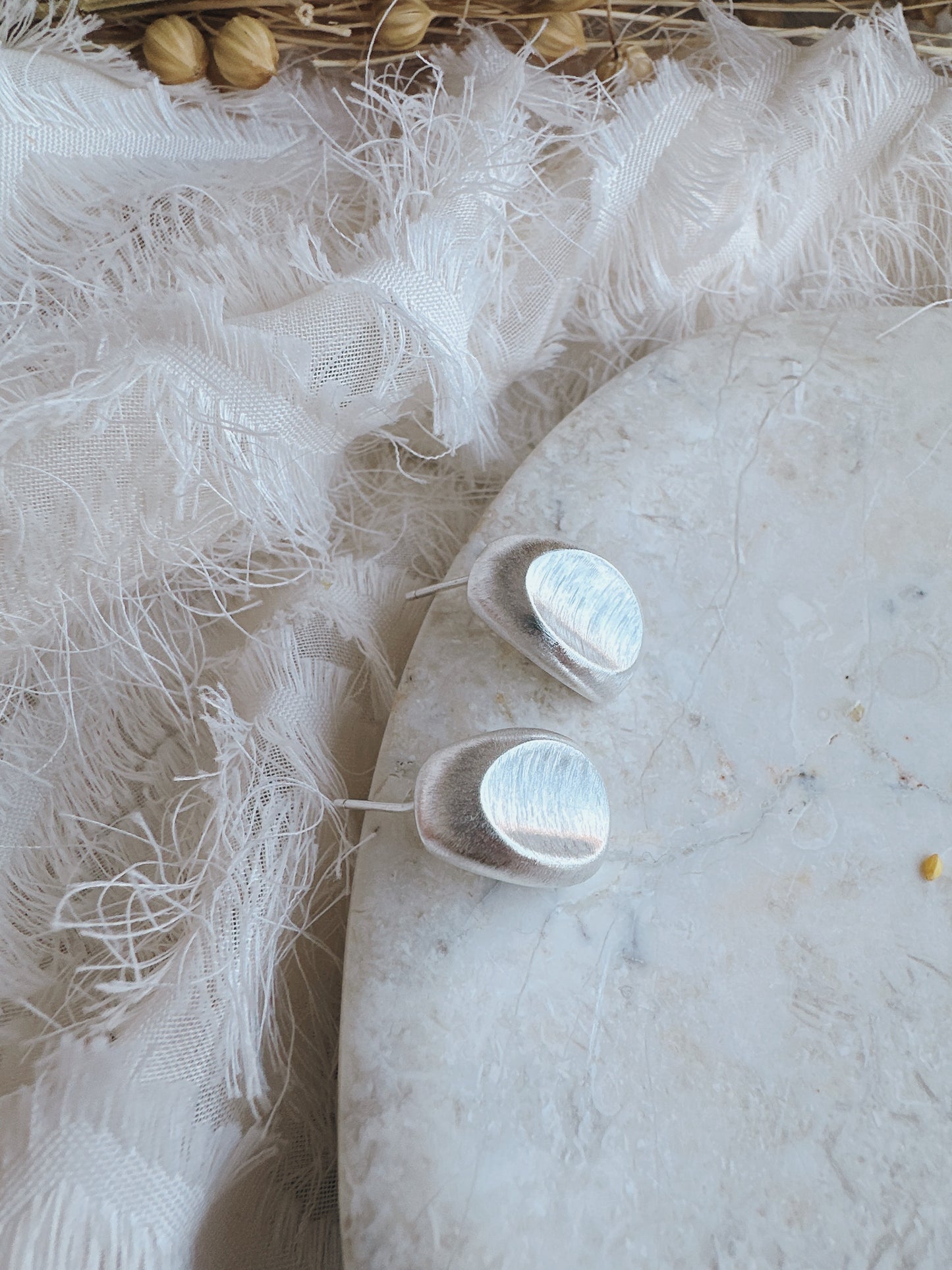 Soul Mate Q & 925 Silver post hoop earrings