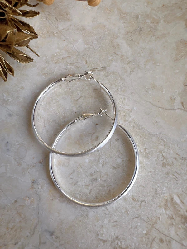Soul Mate & 40mm 925 silver post hoop earrings