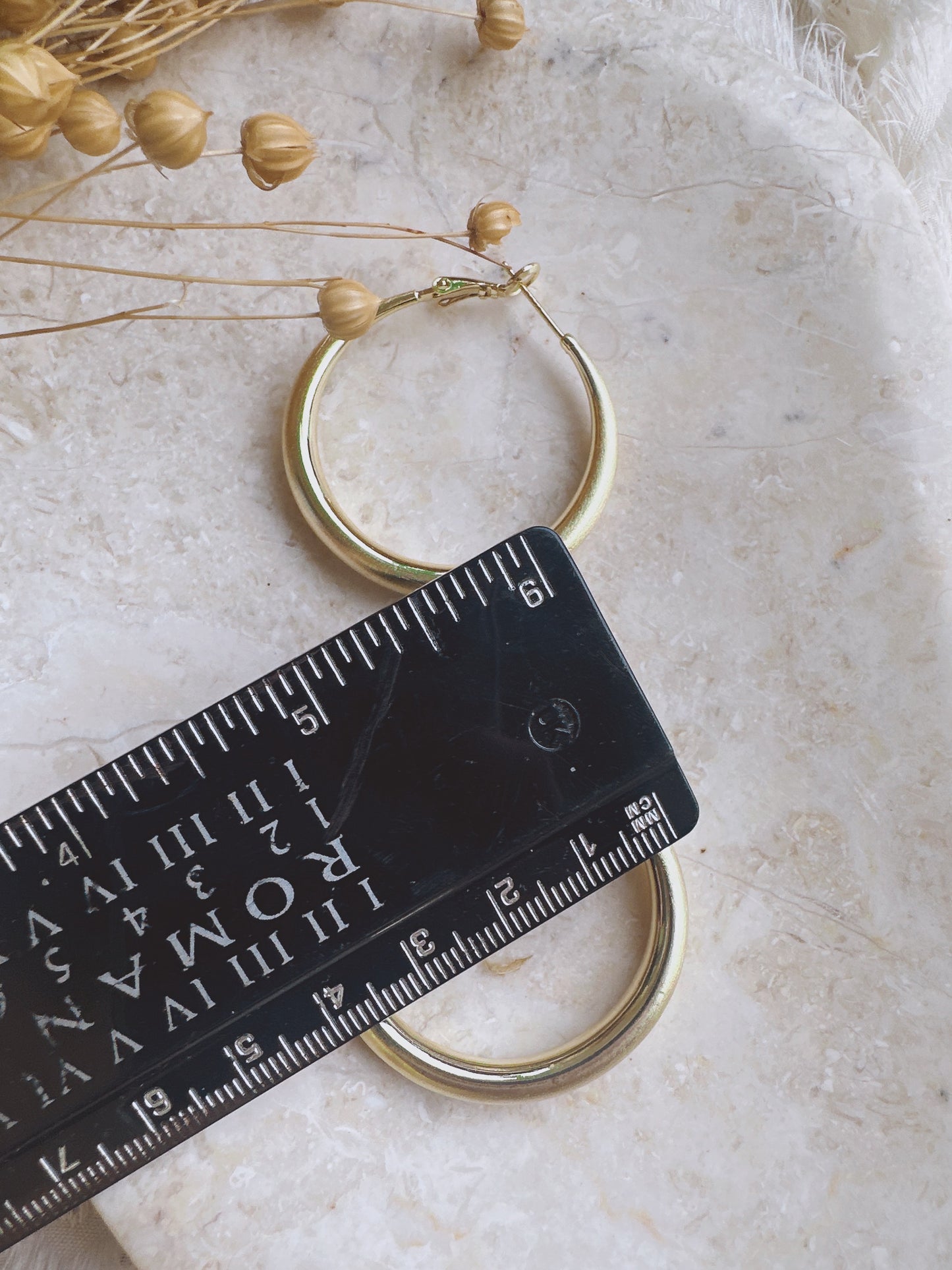 40mm 925 Silver post gold color hoop earrings