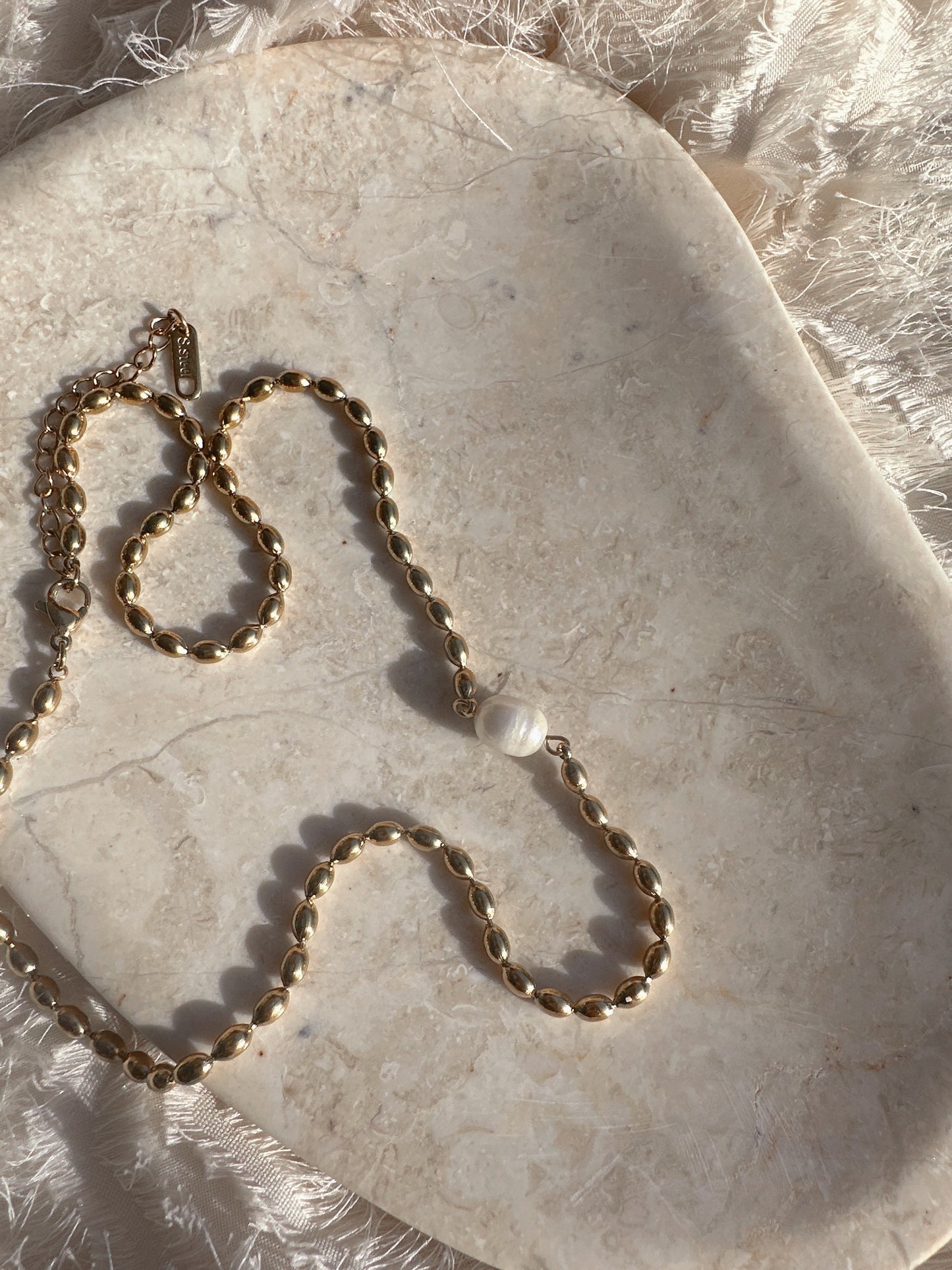 Soul Mate Ariel & Water Fresh Pearl  Stainless steel double layer bohemian necklace