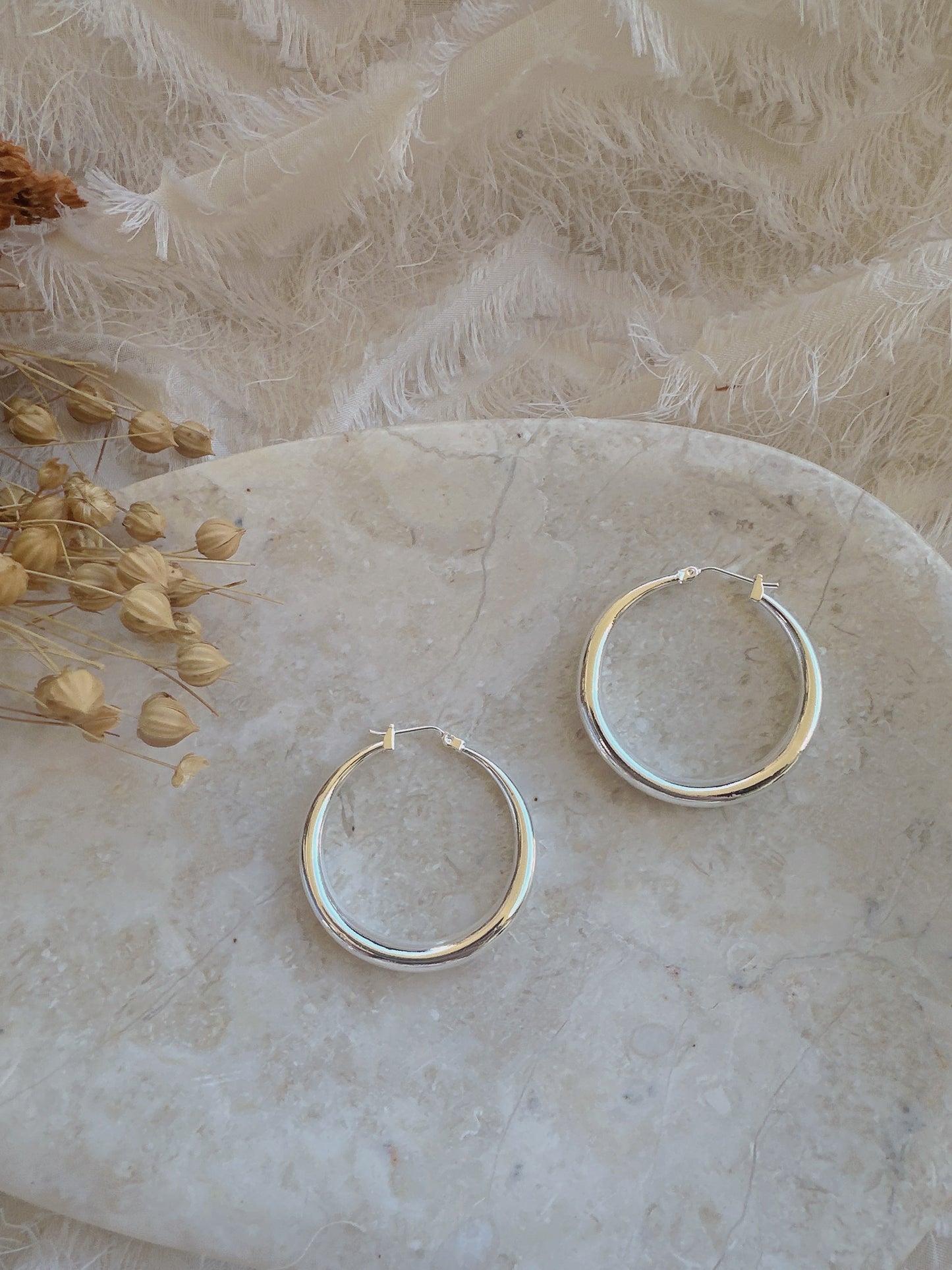 33mm 925 sterling silver hoop earrings