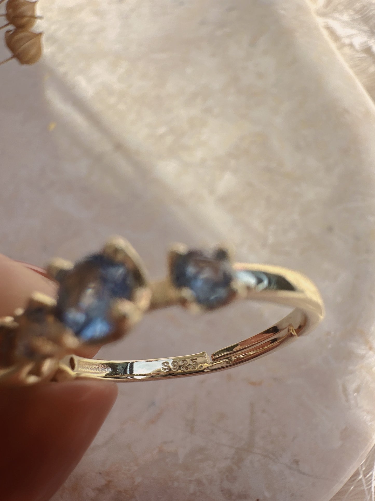 Soul Mate  & blue 925 sterling silver adjustable ring