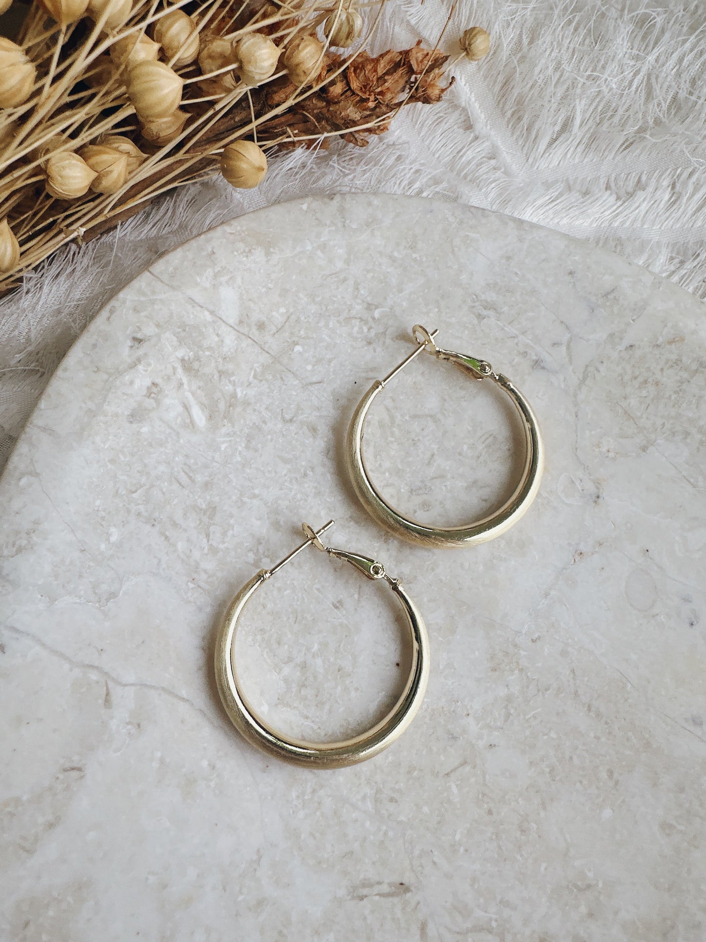 30mm 925 Silver post gold color hoop earrings