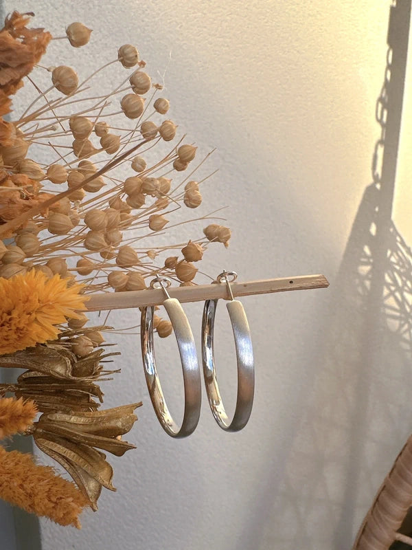 Soul Mate & 40mm 925 silver post hoop earrings