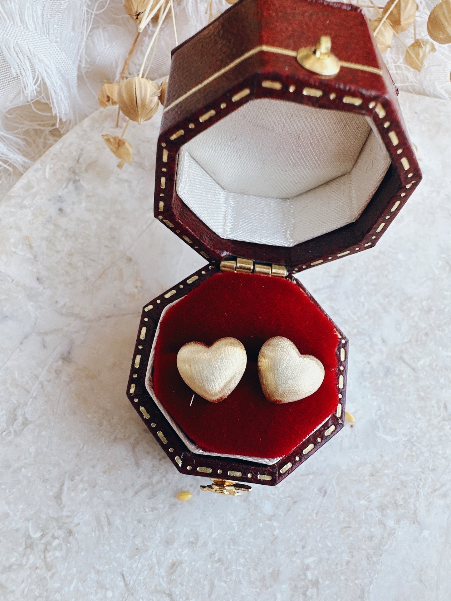 Soul Mate mini heart  & 925 silver post mini heart shaped matte earrings