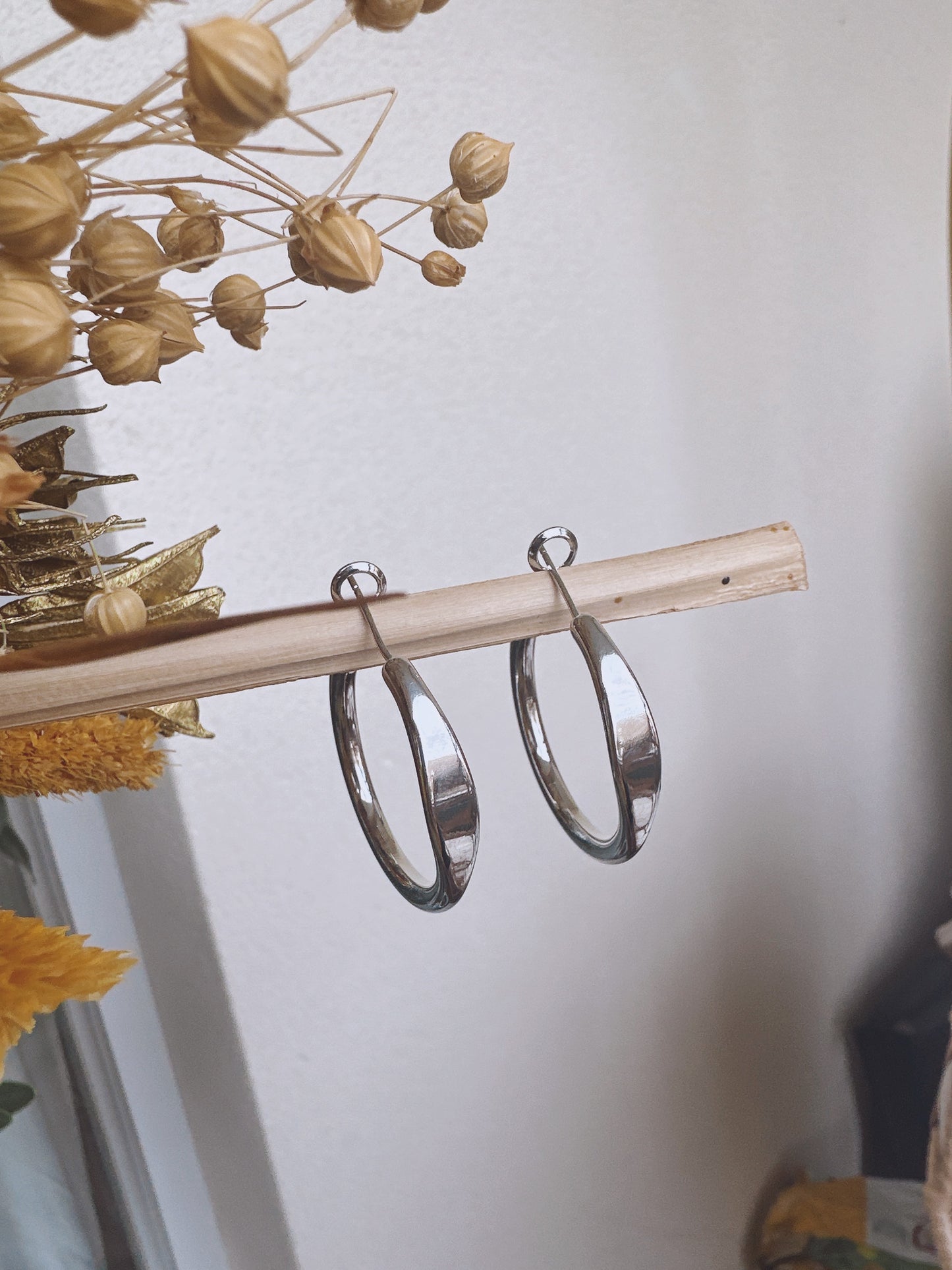 30mm 925 Silver post hoop earrings