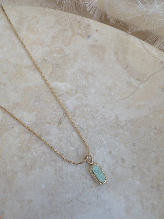 Green stone Stainless steel necklace