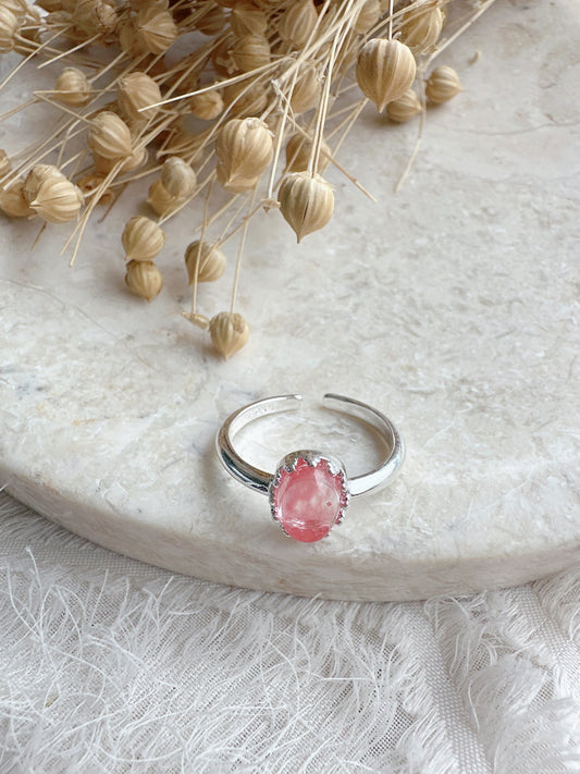 925 sterling silver pink adjustable ring