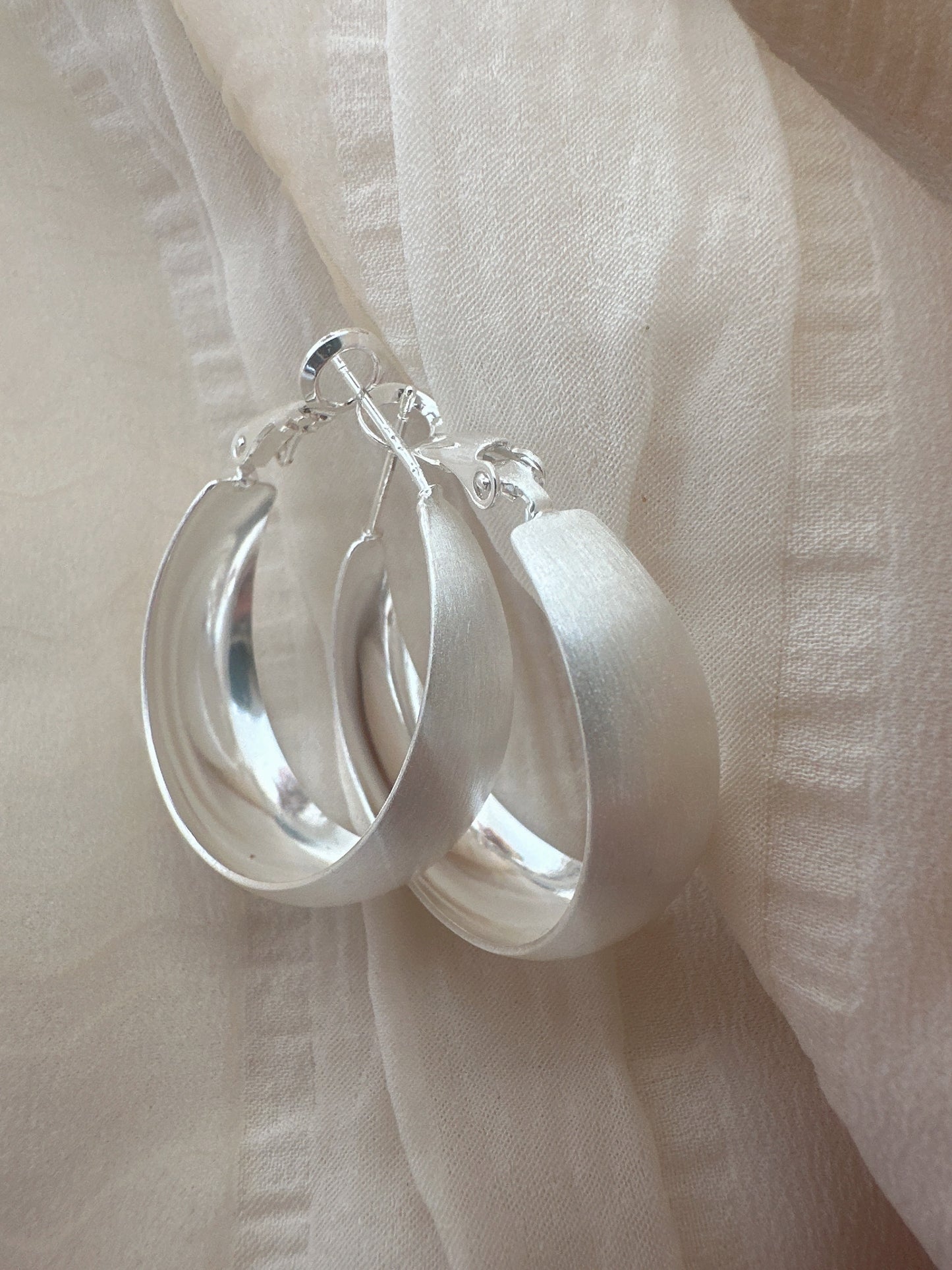 3 cm 925 silver posts classic hoop earrings