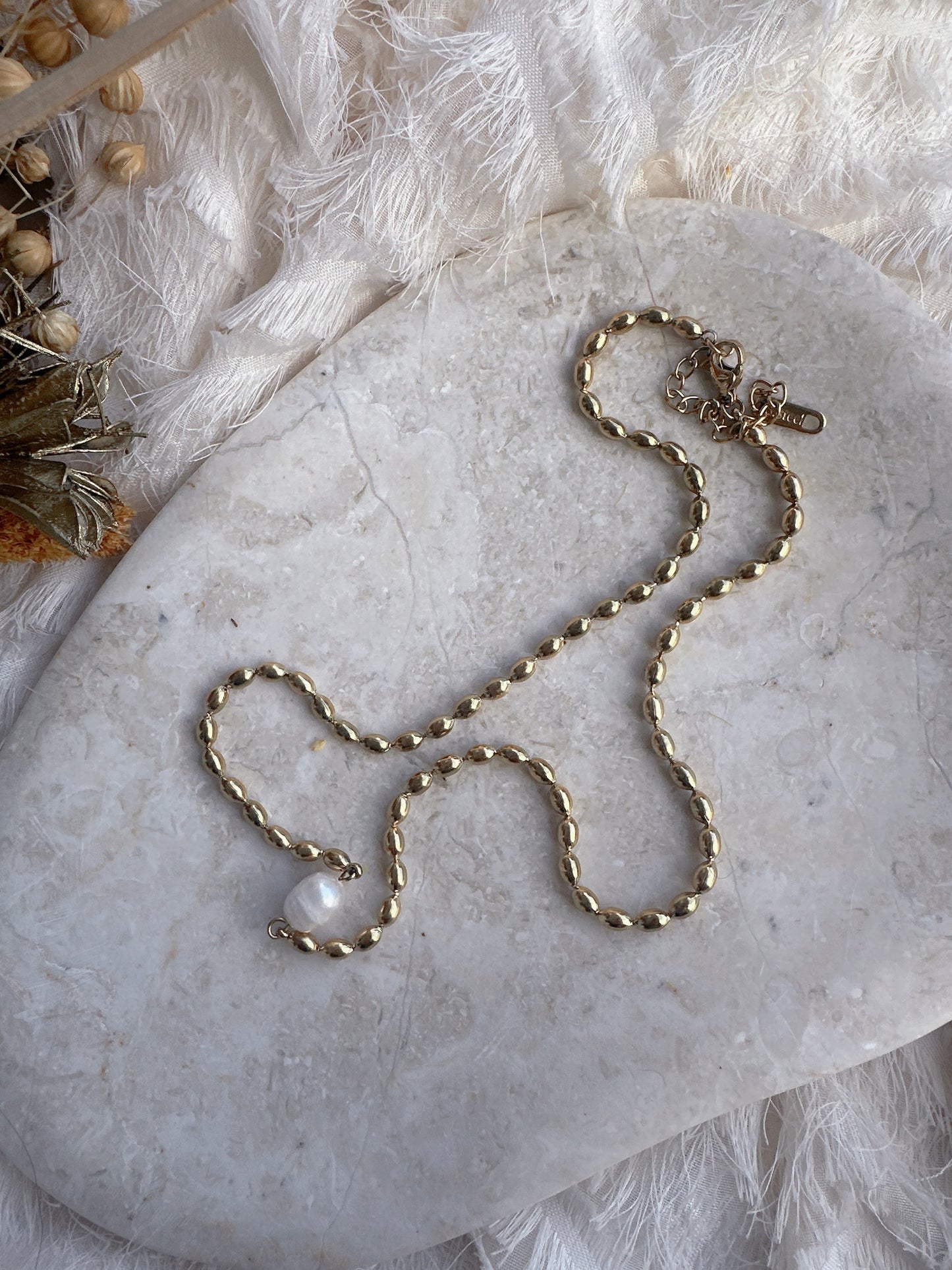 Soul Mate Ariel & Water Fresh Pearl  Stainless steel double layer bohemian necklace