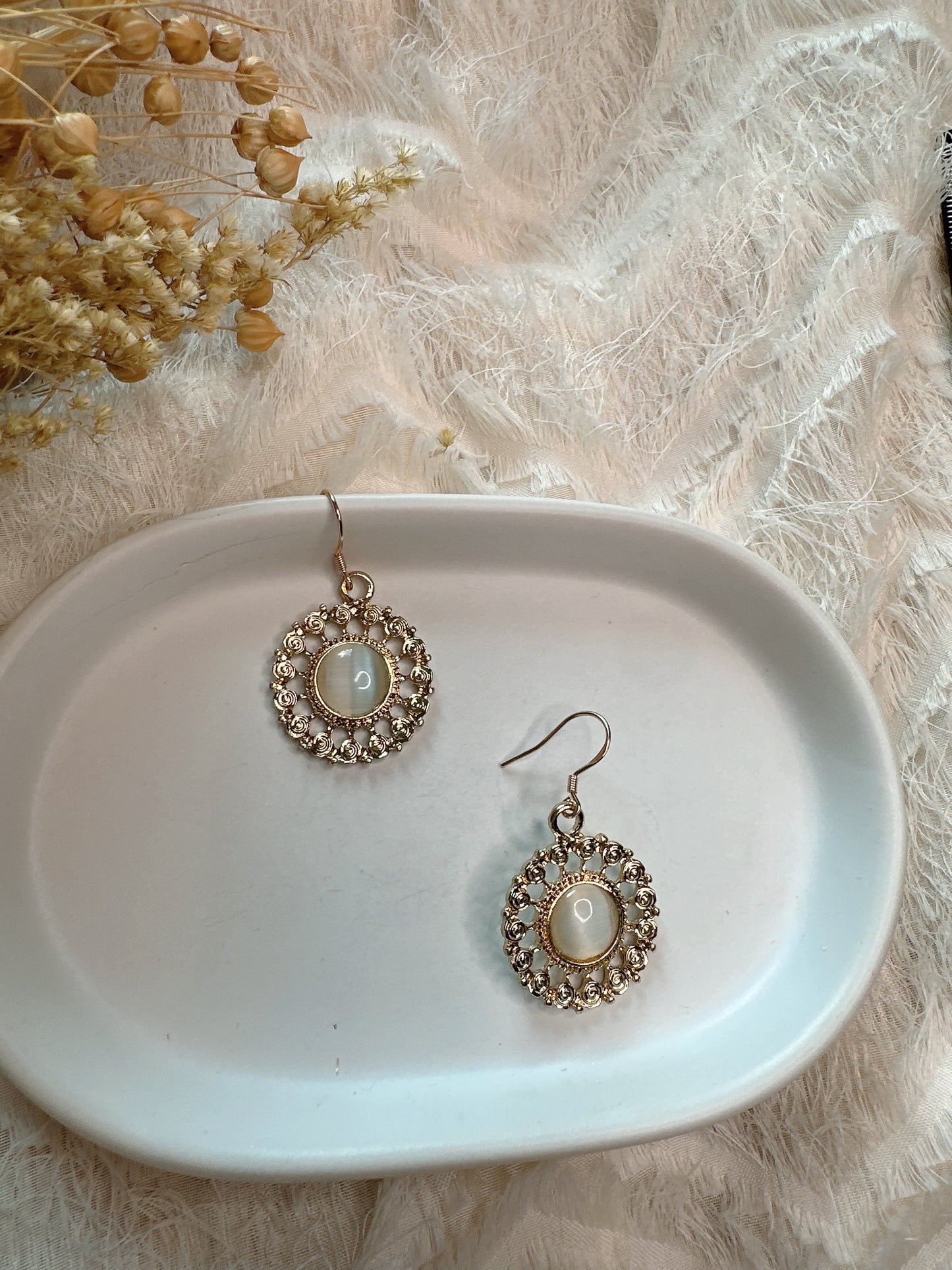 925 Silver needles rococo style earrings