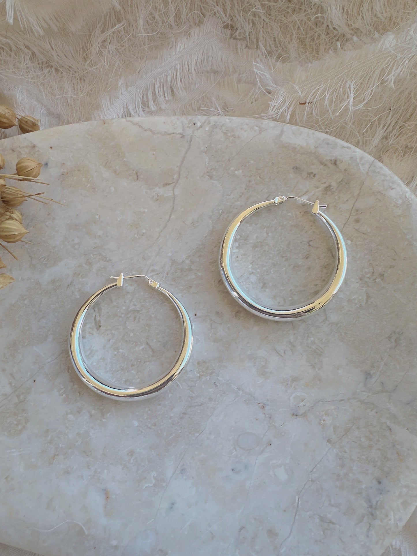33mm 925 sterling silver hoop earrings