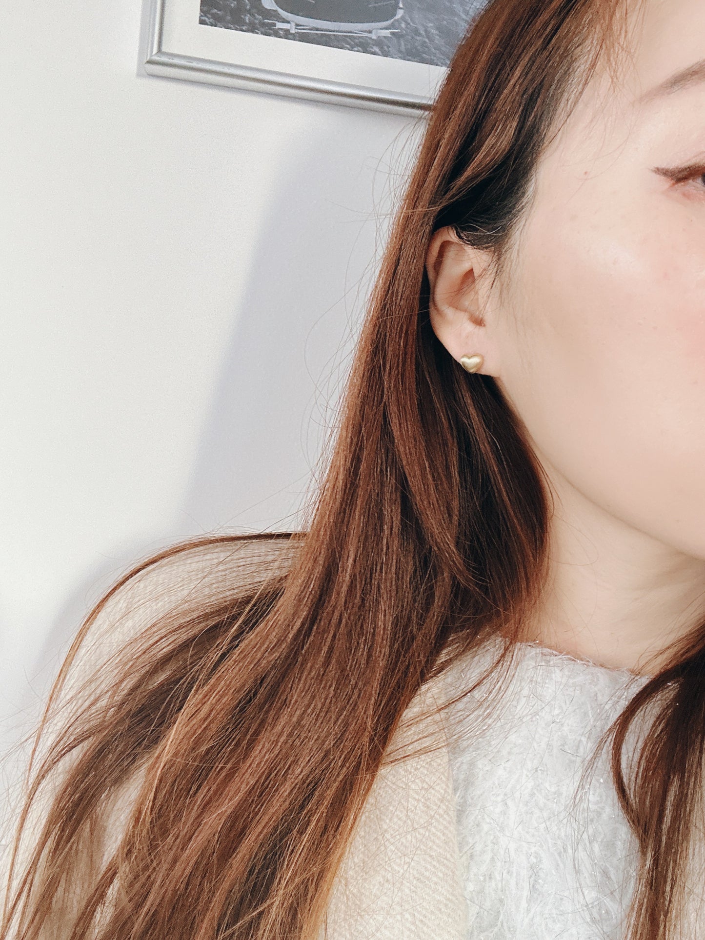 Soul Mate mini heart  & 925 silver post mini heart shaped matte earrings
