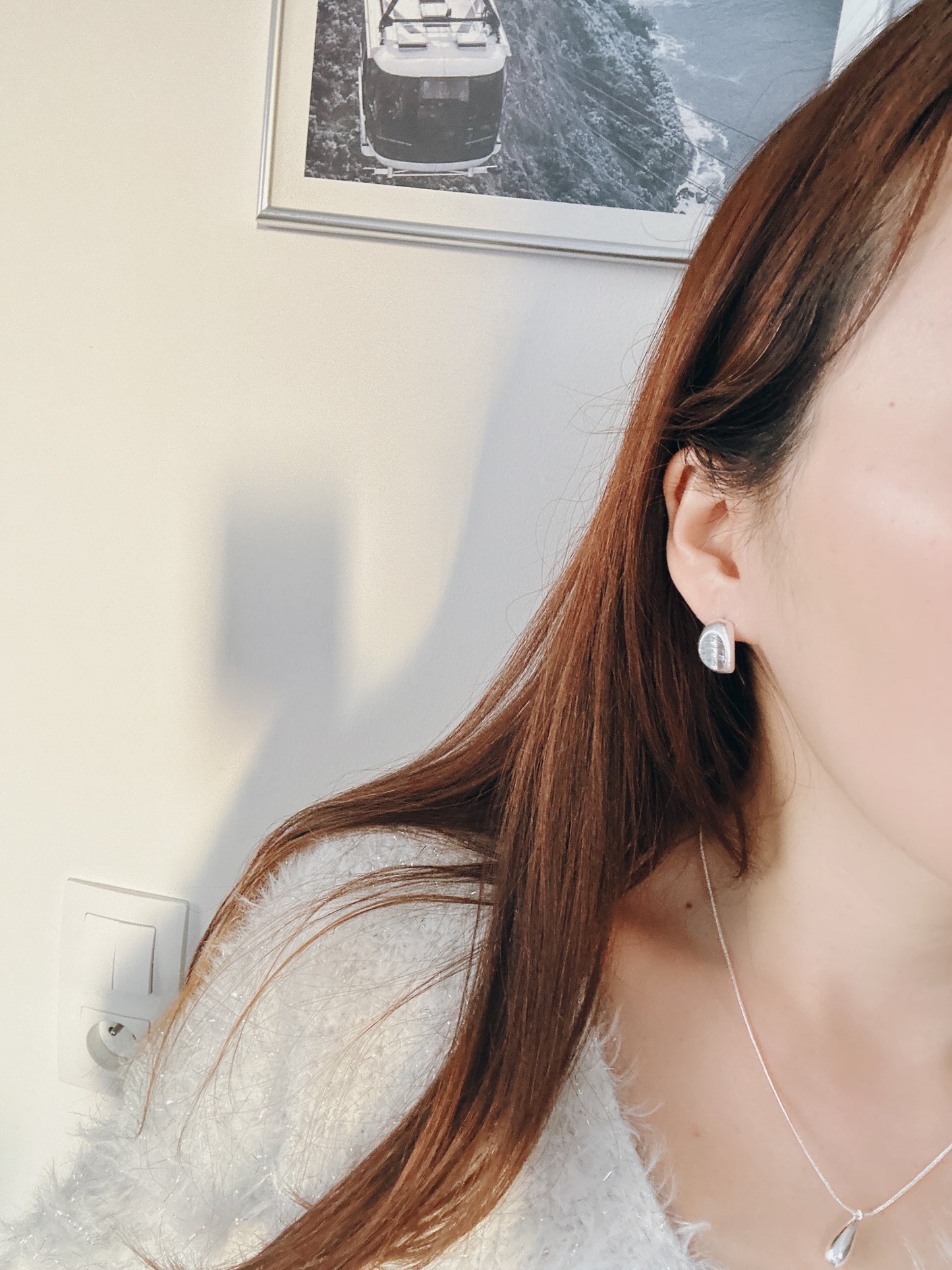 Soul Mate Q & 925 Silver post hoop earrings