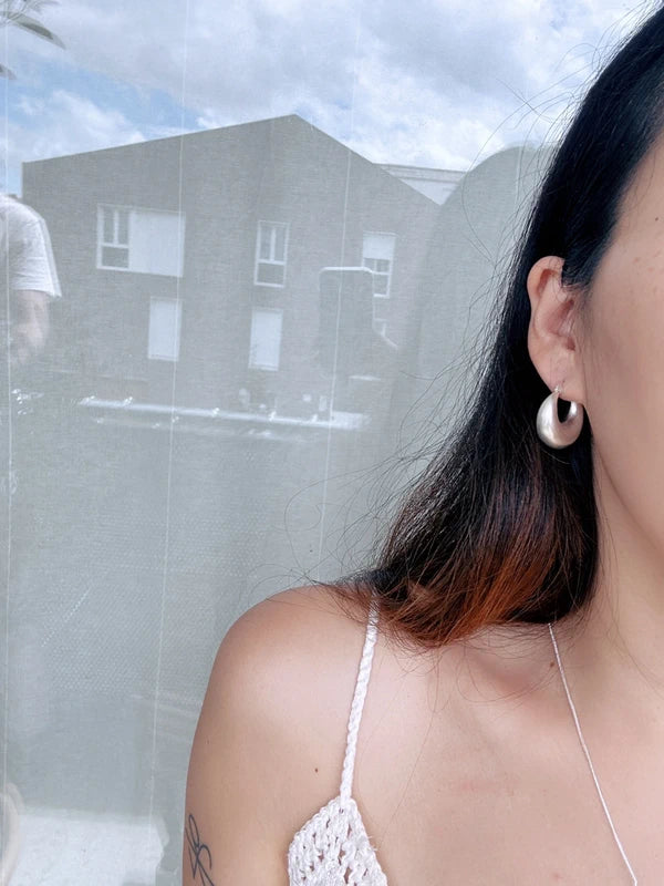 925 Silver post hoop earrings