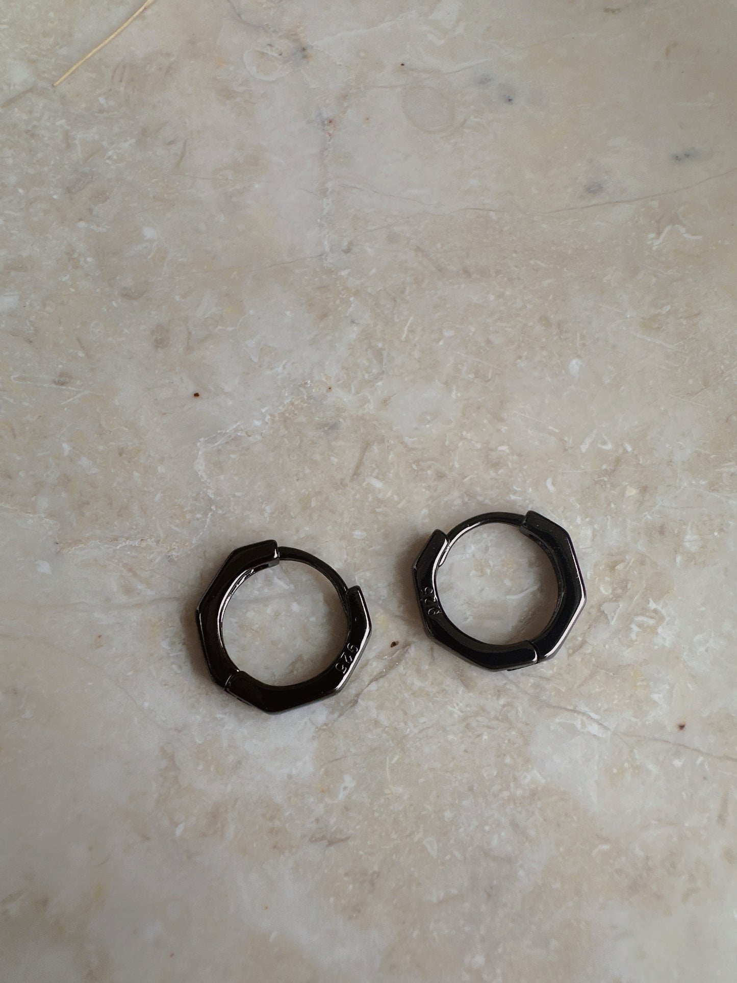 925 sterling silver black mini hoop earrings