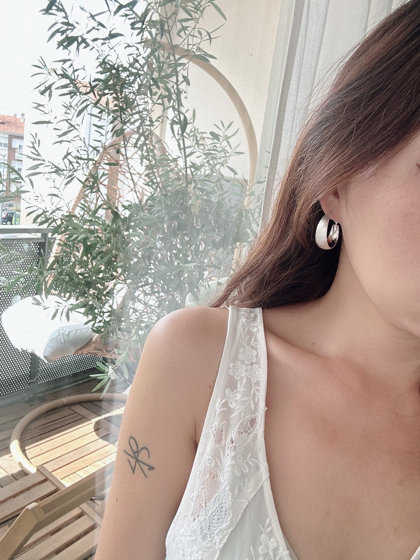 3 cm 925 silver posts classic hoop earrings