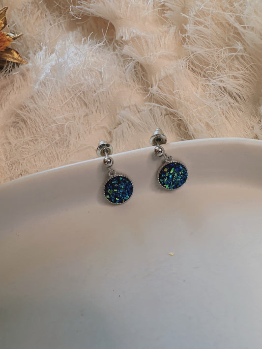 925 silver post blue earrings