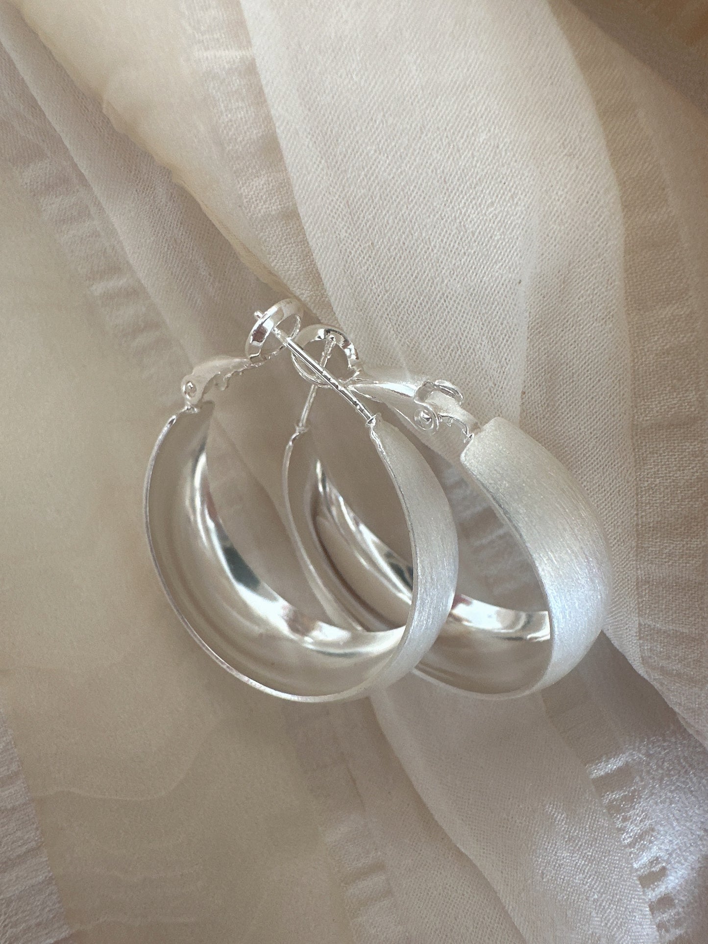 3 cm 925 silver posts classic hoop earrings
