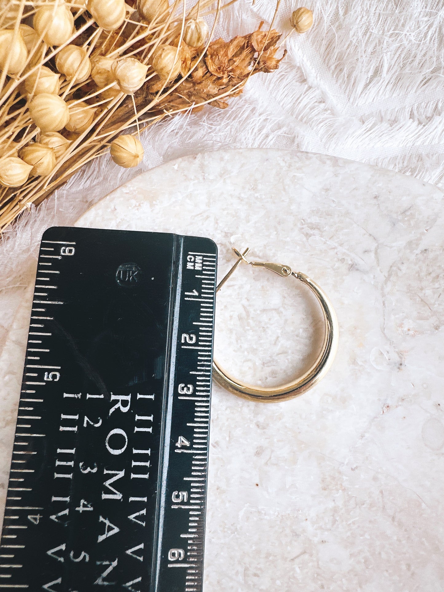 30mm 925 Silver post gold color hoop earrings