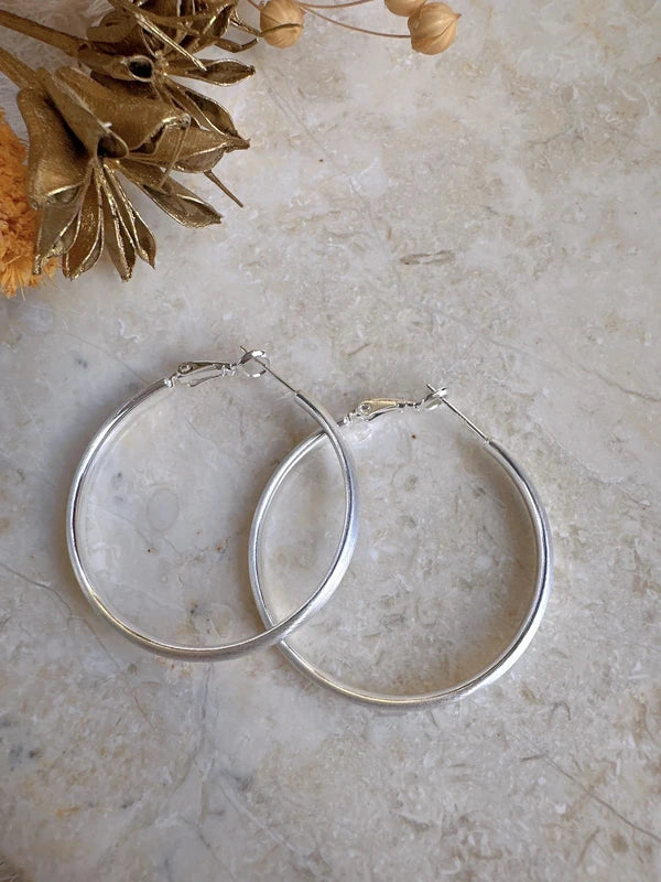 Soul Mate & 40mm 925 silver post hoop earrings