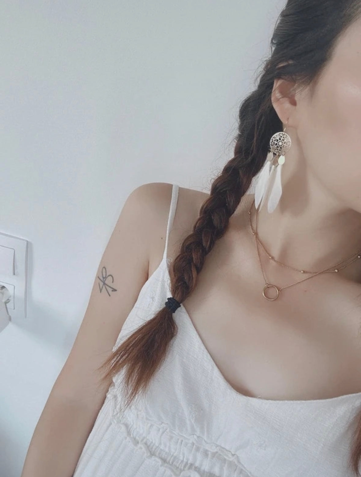 925 Silver needles feather Bohemia earrings