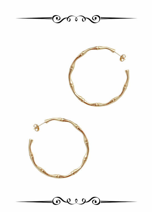 Soul Mate & 4 cm bamboo 925 silver post hoop earrings