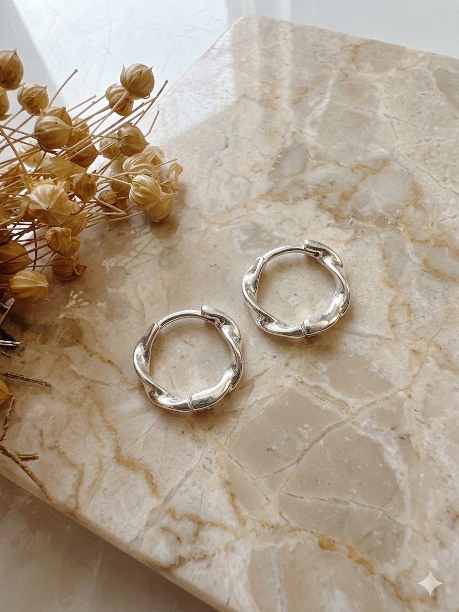 Soul Mate mini hoop & 925 Silver Post Earrings
