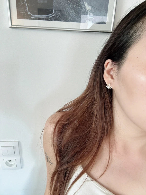 925 silver post Saturn earrings