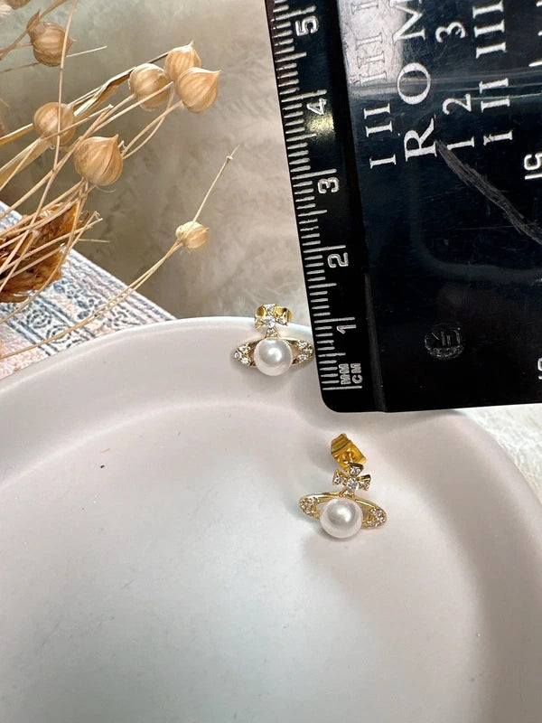 925 silver post Saturn earrings