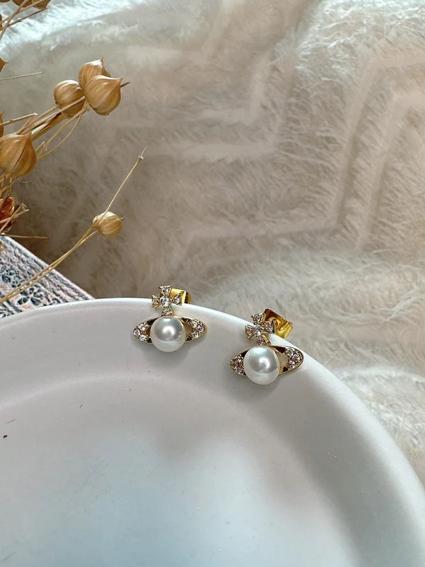 925 silver post Saturn earrings