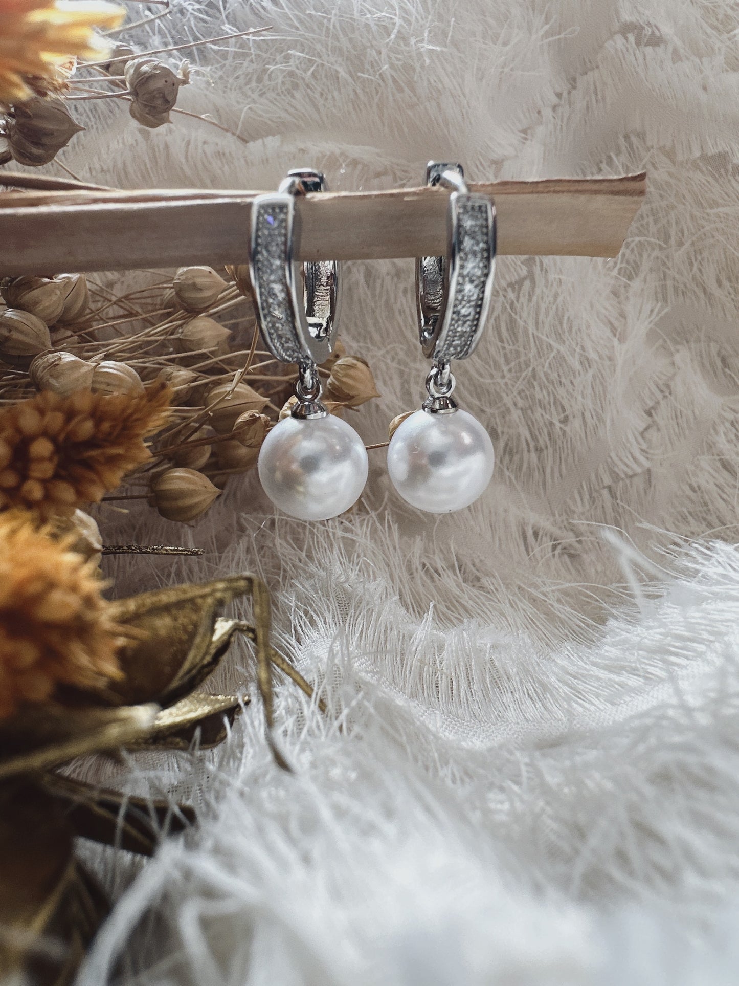 Pearl silver earrings