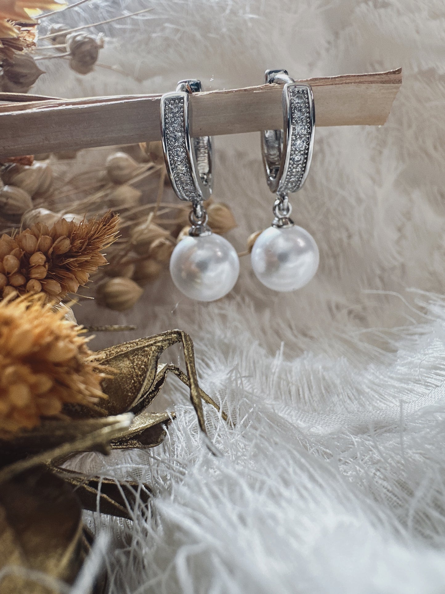 Pearl silver earrings