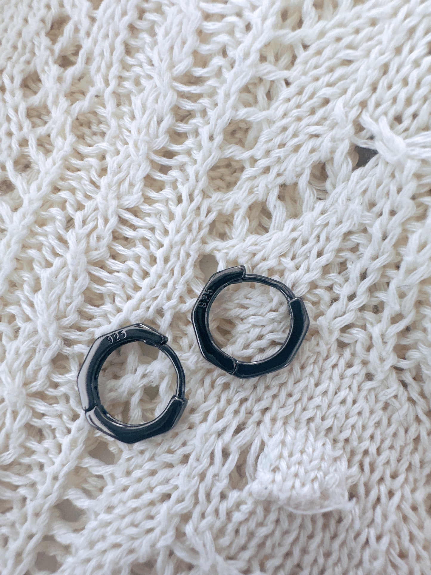 Soul Mate & Black Mini 925 Sterling Silver hoop earrings