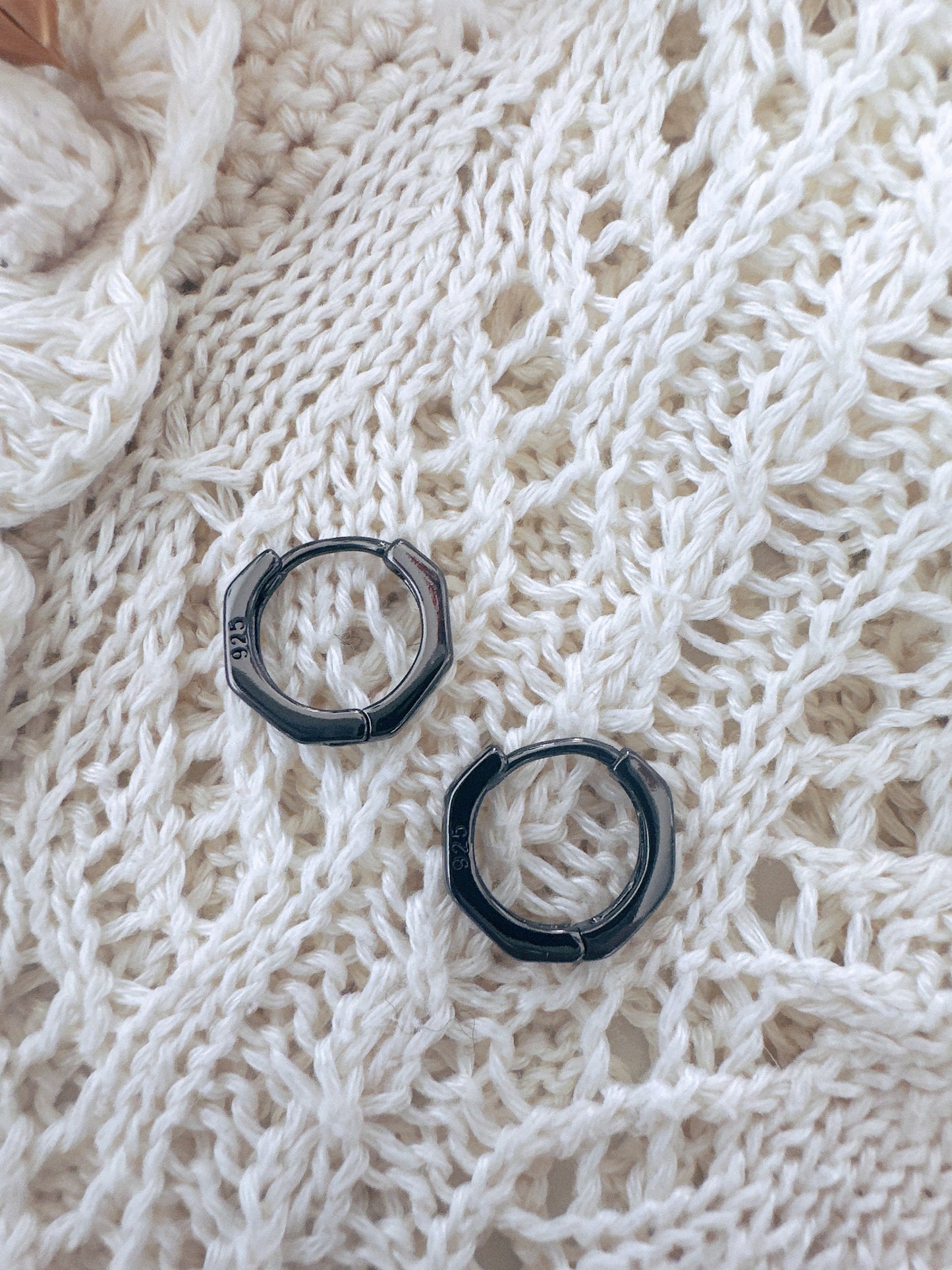 Soul Mate & Black Mini 925 Sterling Silver hoop earrings