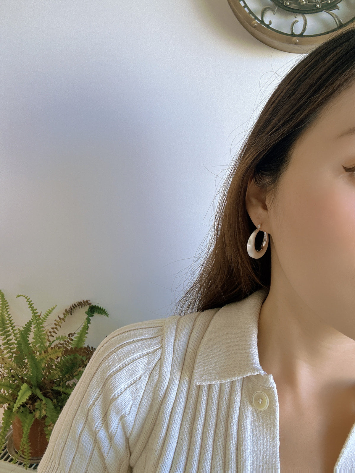 3 cm 925 silver posts classic hoop earrings