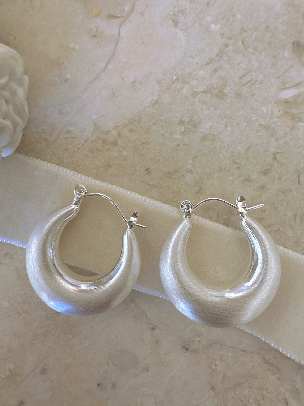 3 cm 925 silver posts classic thick hoop earrings