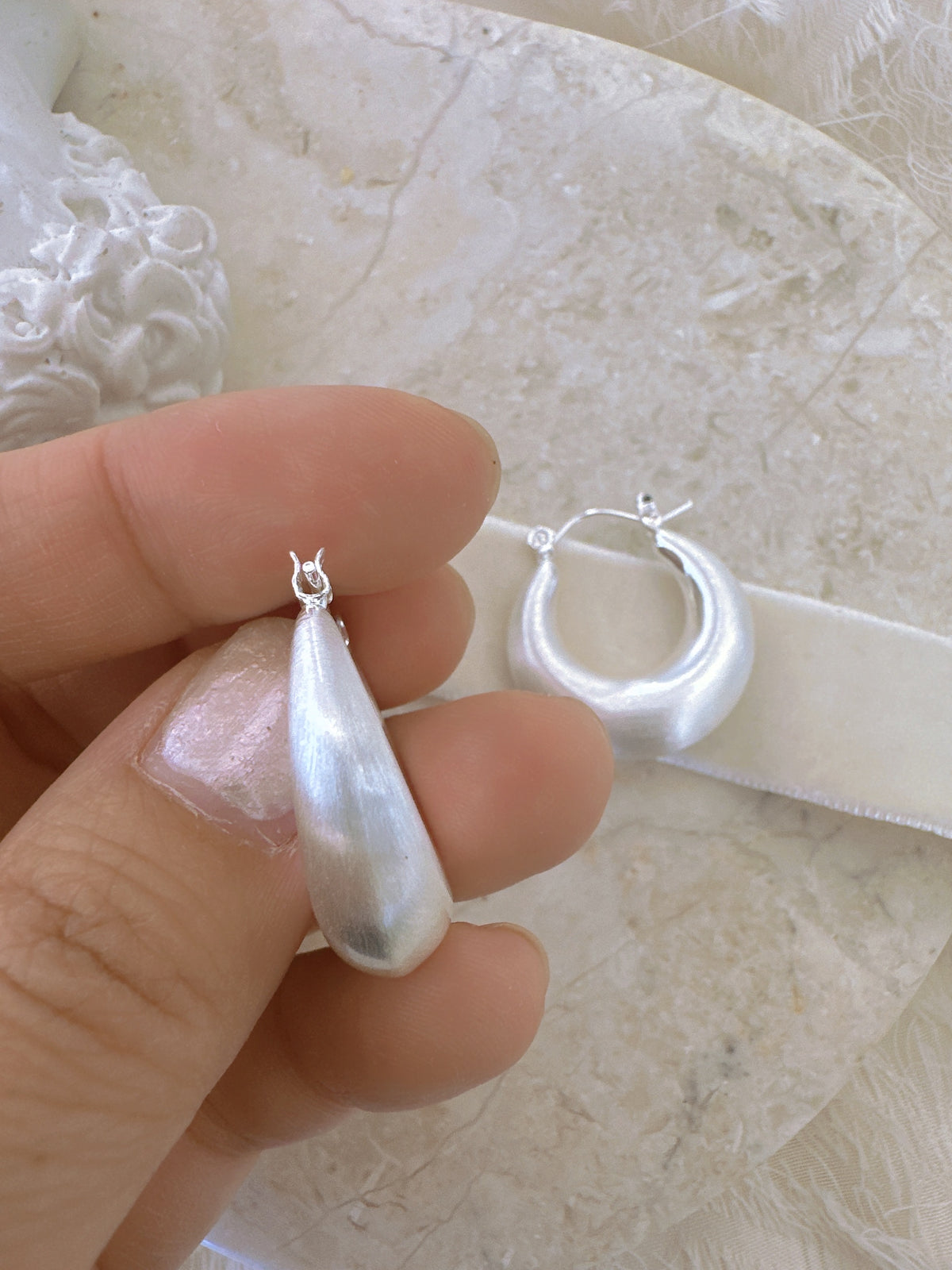 3 cm 925 silver posts classic thick hoop earrings