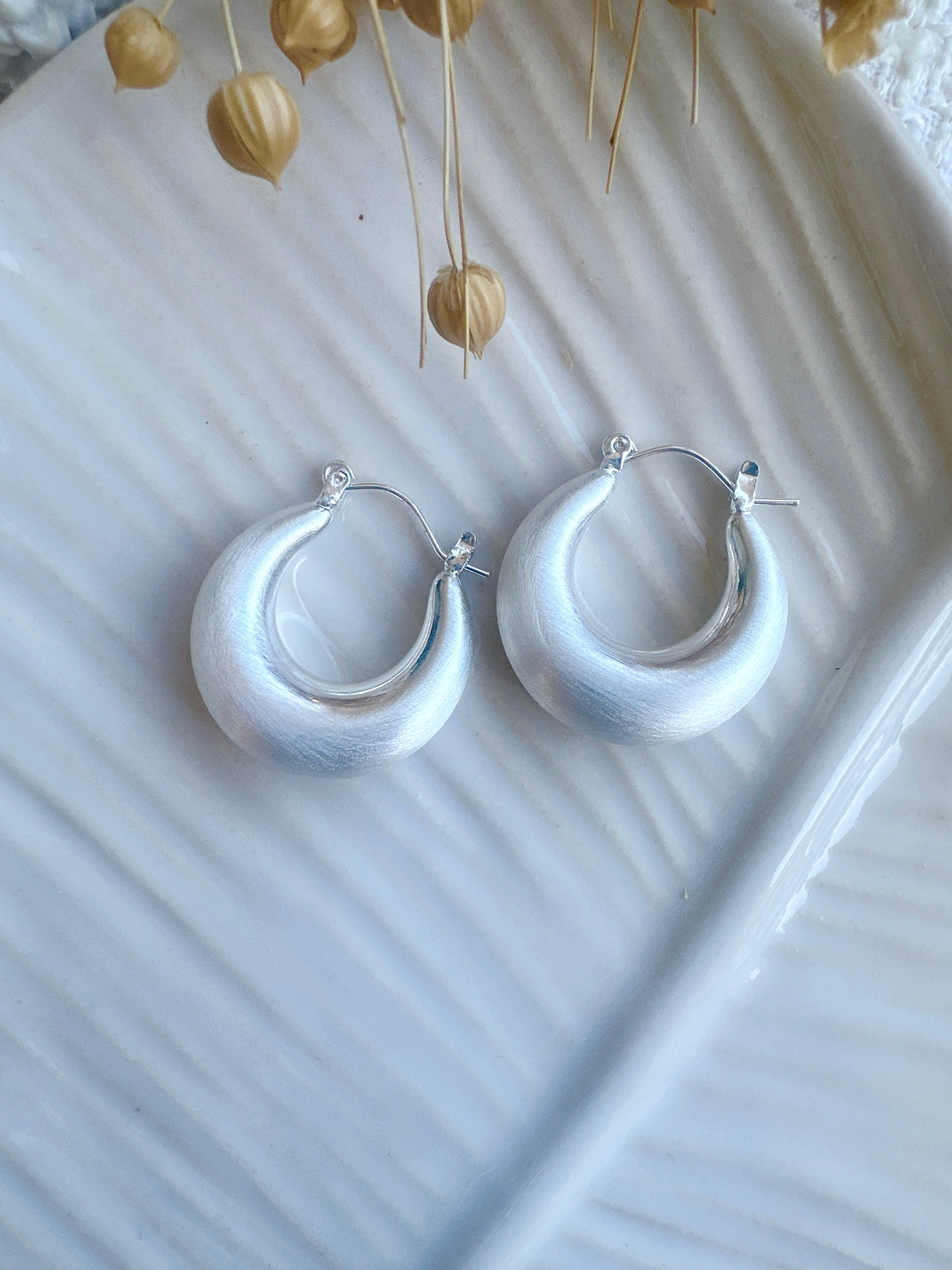 3 cm 925 silver posts classic thick hoop earrings