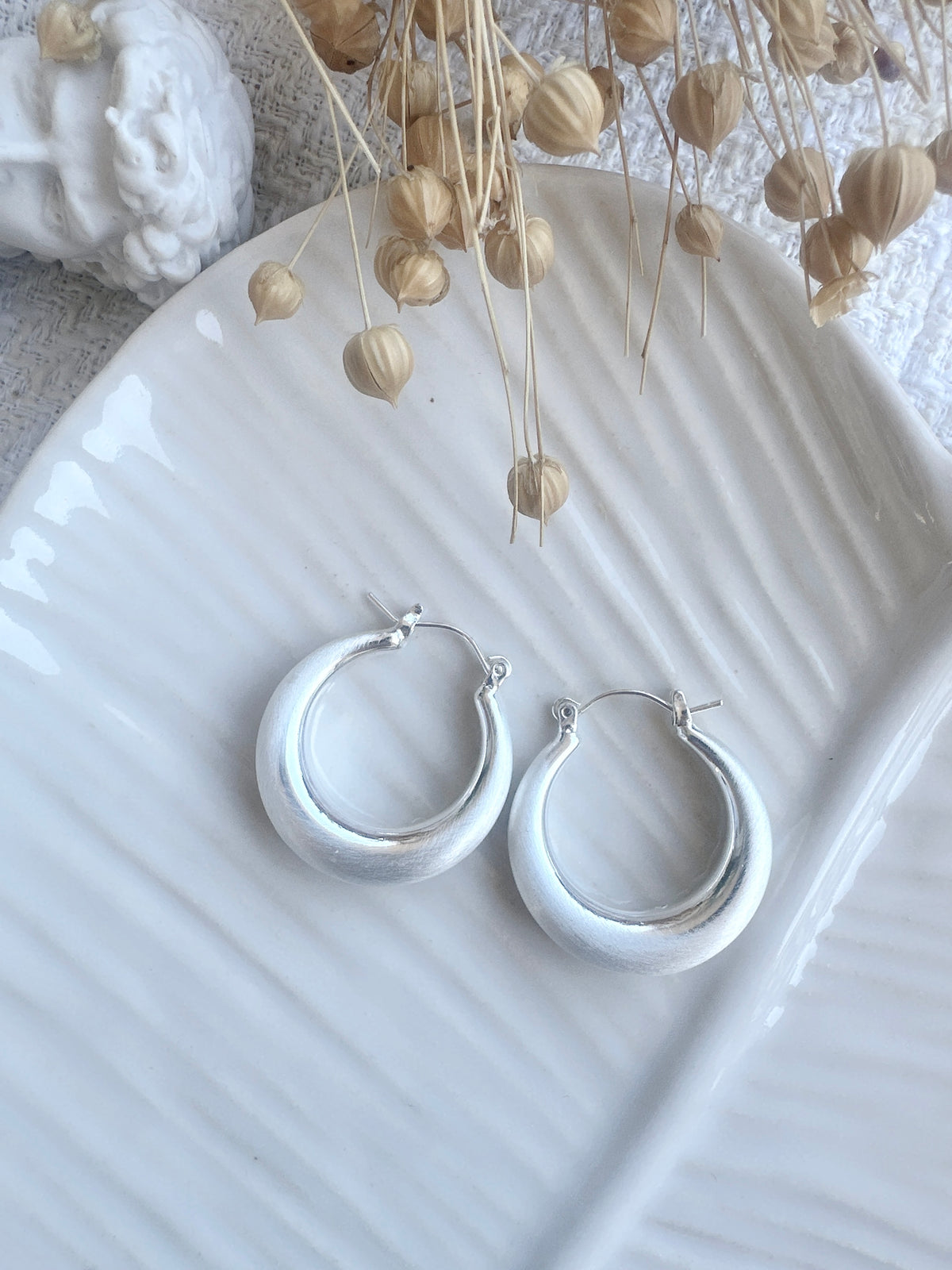 3 cm 925 silver posts classic hoop earrings