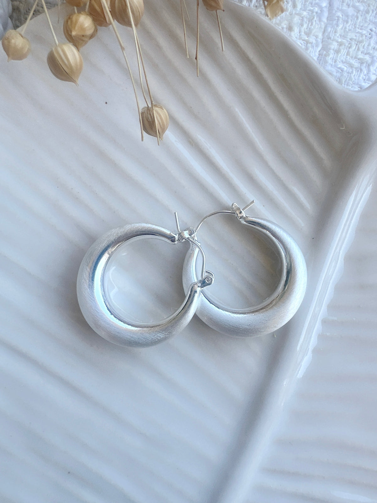 3 cm 925 silver posts classic hoop earrings