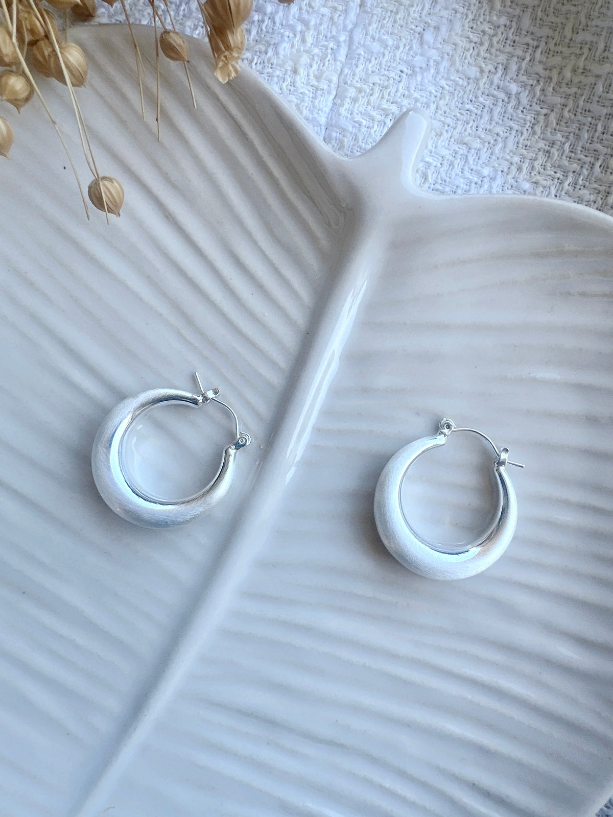 3 cm 925 silver posts classic hoop earrings
