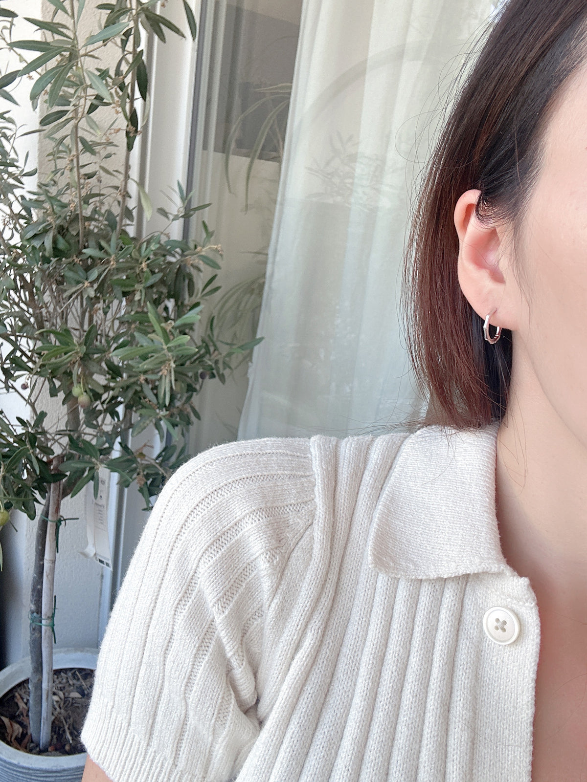 15mm Sterling SilverMinimalist  Unisex Bamboo Hoop Earrings