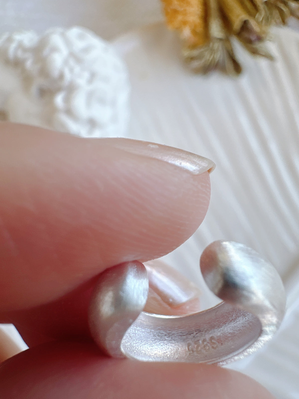925 Sterling Silver Matt Unisix Cuff Earrings Minimalist Style